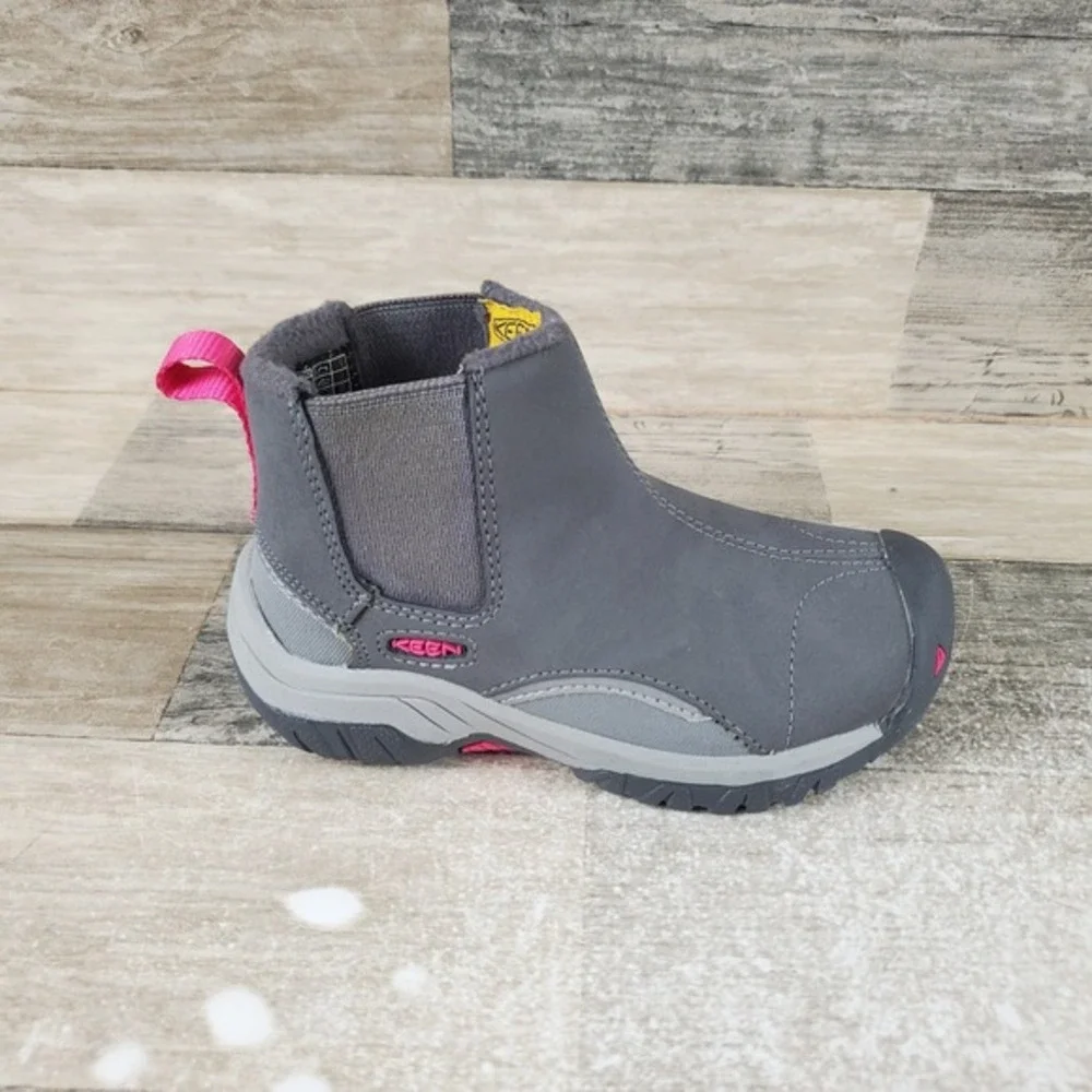 Keen Kids Kootenay III Chelsea Boot Sz‎ 8 Pull On Boot Black Gray Waterproof
